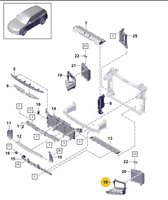 PORSCHE CAYENNE AIR GUIDE RIGHT 9Y0117336A-T