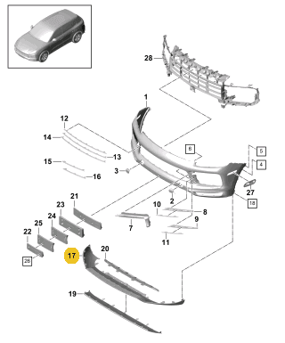 PORSCHE CAYENNE FRONT SPOILER 9Y0807061-D