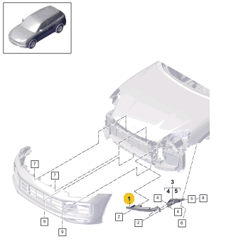 PORSCHE CAYENNE BRACKET FOR HEADLIGHT RIGHT 9Y0807572B-T