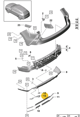 Porsche Cayenne Trim Exhaust Left 9Y0807837A-T Porsche Cayenne Trim Exhaust Left 9Y0807837A-T