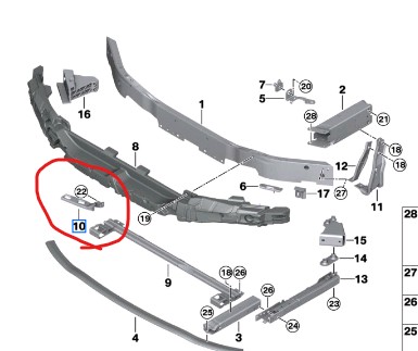 BMW 2 SERIES F44 MOUNTING WASHER FLUID RESERVOIR 51117318491