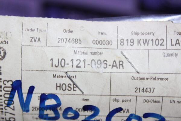 Volkswagen Coolant Hose 1J0121096Ar