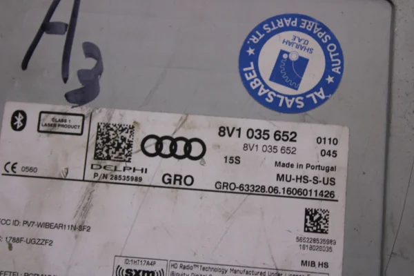 Audi A3 Radio Receiver Control Unit W/O Premium Audio 8V1035652
