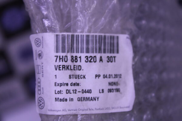 Volkswagen Seat Frame Trim Classic Grey 7H0881320A 30T