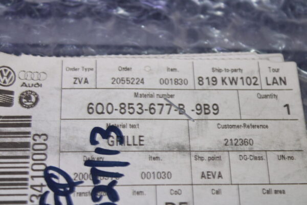 Volkswagen Vent Grille 6Q0853677B 9B9