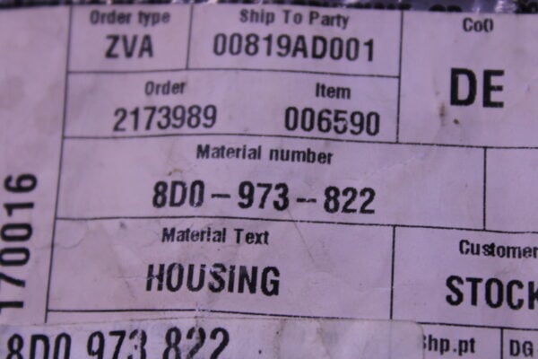 Audi A3 Flat Connector Housing 8D0973822