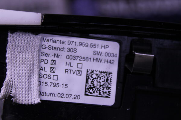 Porsche Panamera Roof Overhead Switch 971959551Lh