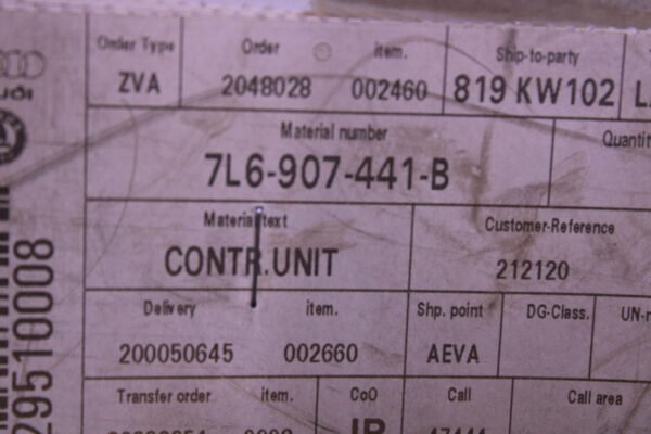 Volkswagen Control Unit 7L6907441B