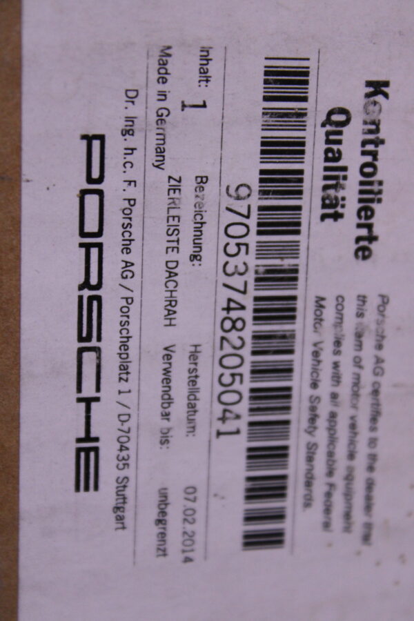 Porsche Trim Discontinued Part Black 97053748205041