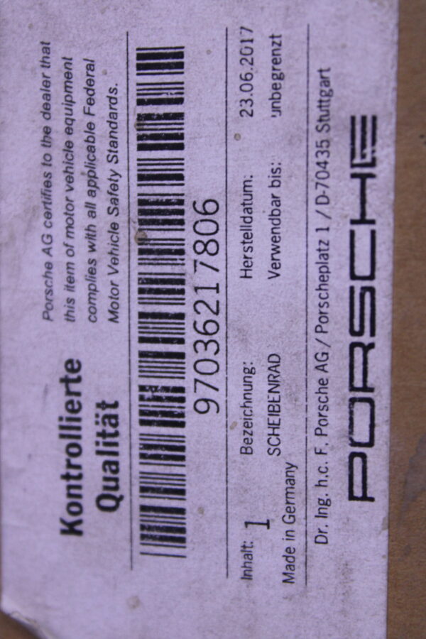 Porsche Alloy Wheel Front 97036217806