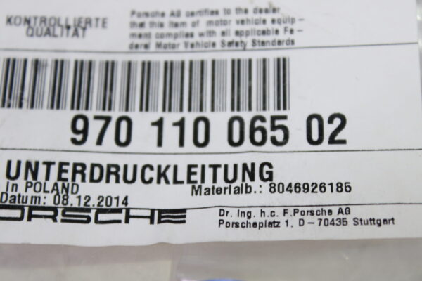 Porsche Vacuum Line 97011006502