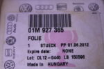 AUDI A3 CONDUCTOR FOIL 01M927365