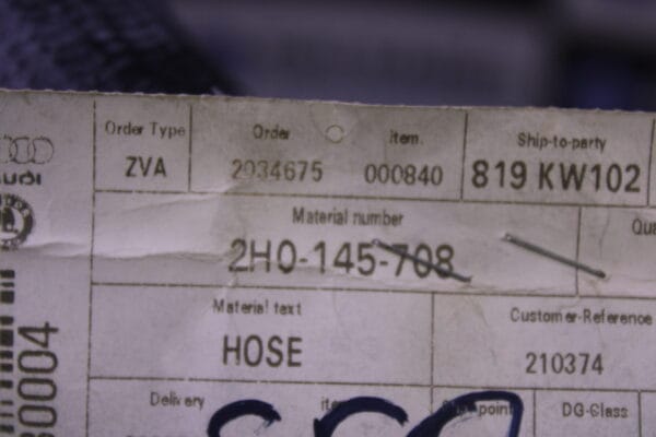 Volkswagen Amarok Pressure Hose 2H0145708