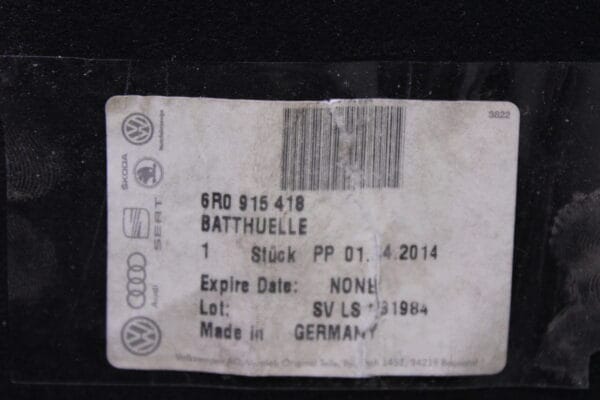 Volkswagen Polo Battery Protection Cover 6R0915418