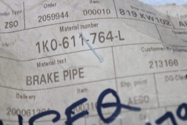 Volkswagen Brake Pipe From Brake Hose To Piston Housing 1K0611764L