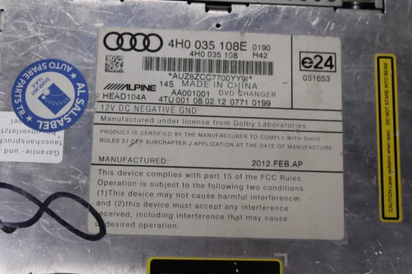 Audi/V.w A6 A7 A8 Dvd Changer 4H0035108E