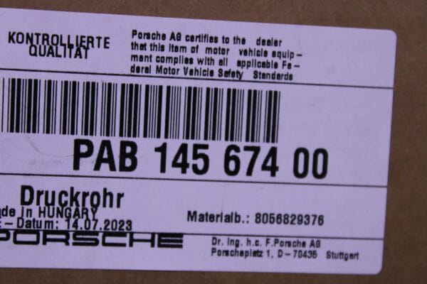 Porsche Cayenne Pressure Pipe Right Pab14567400