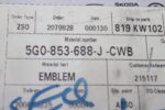 VOLKSWAGEN BADGE PURE WHITE 5G0853688J CWB