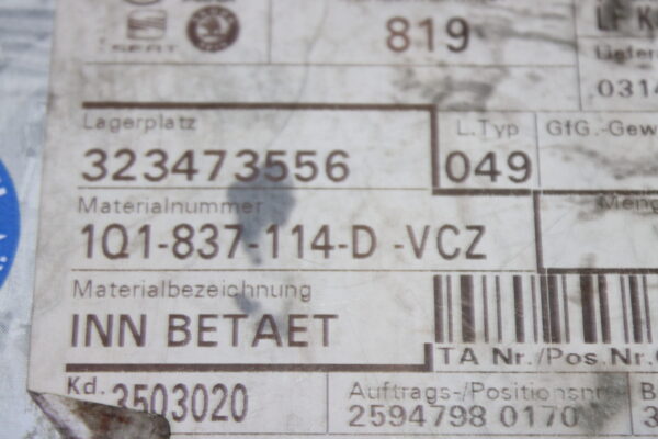 Volkswagen Inner Actuator 1Q1837114D Vcz