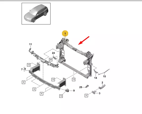 PORSCHE CAYENNE 9Y0 2018- RADIATOR SUPPORT 9Y0805594
