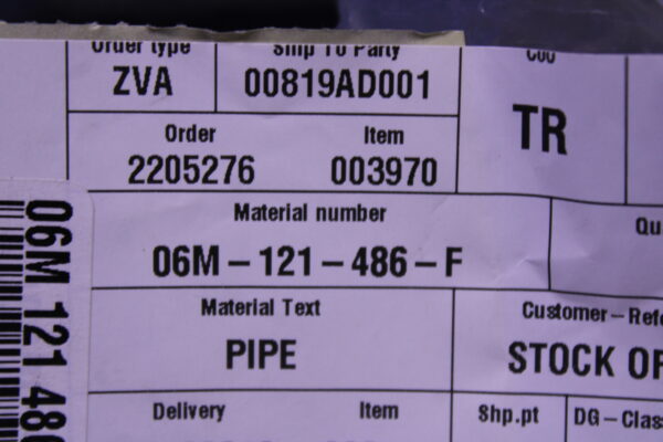 Audi A6 Coolant Pipe 06M121486F