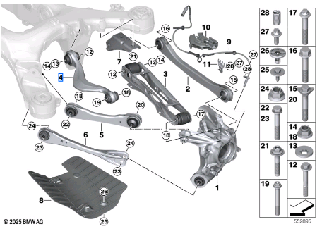 BMW 5 SERIES G60 CONTROL ARM WITH RUBBER MOUNT RIGHT 33328833218