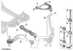 BMW 5 SERIES G60 RIGHT TENSION STRUT WITH RUBBER MOUNTING 31108837480